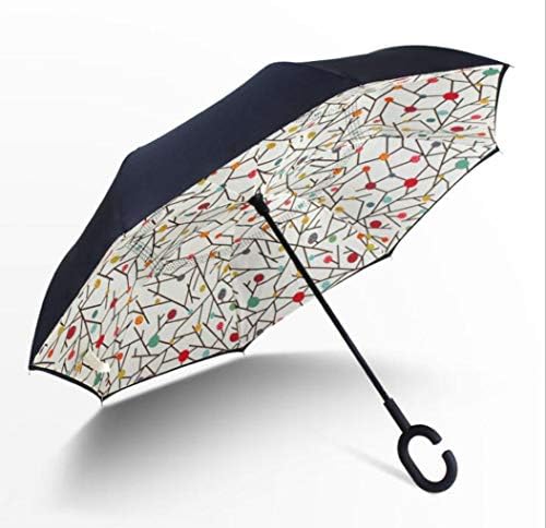 DUBAO Household Umbrella,Double Inverted Umbrella Inverted Umbrella Windproof UV Protection Large Straight Umbrella User C-Shaped Handle