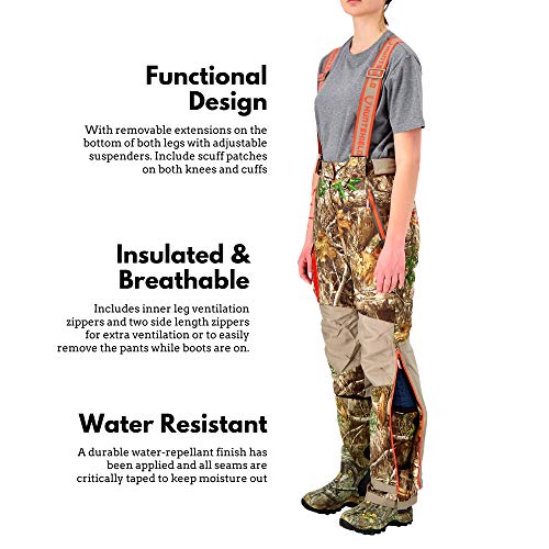 HUNTSHIELD Women’s Hunting Bib Pants Real Tree Edge Insulated WaterProof Hunting Pants Camo