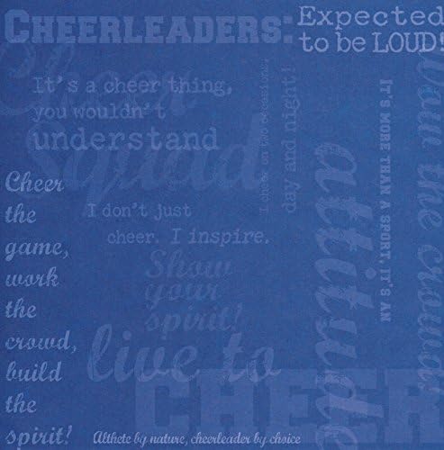 Cheerleading Words Blue 12" x 12" Scrapbook Paper - 1 Sheet (60651)
