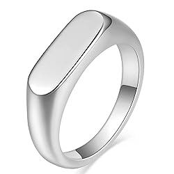 MYNENEY Stainless Steel Square Shape Signet Style