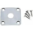 KAISH Chrome Metal Curved Bottom Jack Plate Curved Base Square Jackplate for Les Paul LP Guitars