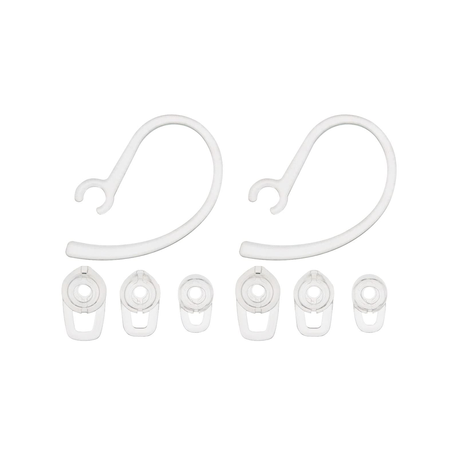 eMagTech 2 Sets Ear Tips & Ear Hooks Set Compatible with Plantronics Wireless Bluetooth Earphone S M L 3 Sizes Repalcement Earbuds Earplugs & Ear Loop Transparent