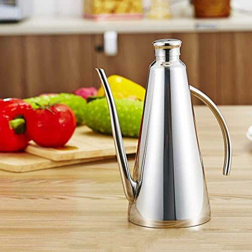 850ml Stainless Steel Oil Can Dispenser Drum-shape Cruet Set Soy Sauce Vinegar Oil Bottle Pot with Leak-Proof Design