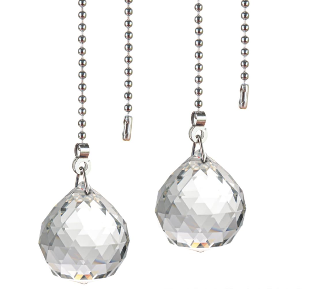 2 Pack Clear Crystal Ball Prism K9 Crystal Prism Ball Pendant Sun Shine Catcher Feng Shui Prisms Window Rainbow Pendants Maker Hanging Crystals Prisms Pendent 40mm with Chain Window Decorative