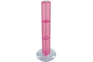 AZAR DISPLAYS Azar 700223-PNK Pegboard 4-Sided Revolving Counter Display, Pink Translucent Color