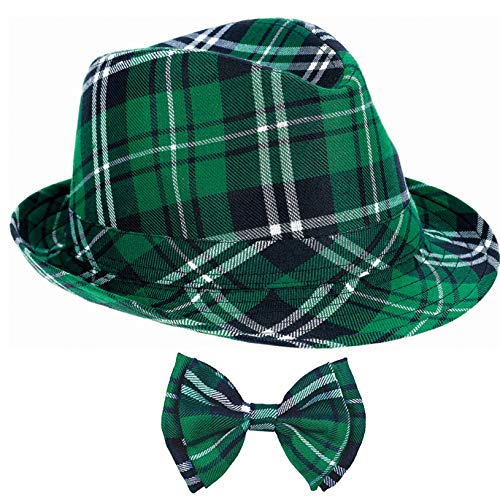 MISS FANTASY St. Patrick's Day Plaid Fabric Fedora Hat Party Accessory Green - Thumbnail 5