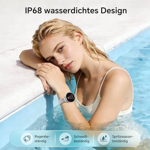 Gydom Women's Round Smartwatch 1.27 Inch Smart Watch with Phone Function, Fitness Watch with SpO2 Heart Rate Stress Calories Sleep Pedometer, 100+ Sports Modes IP68 Waterproof Sports Watch for iOS
