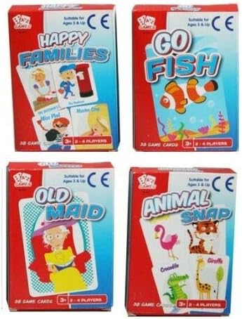 Atoz A Z Pack 4 Classic Children Card Games Old Maid Go Fish Animal Snap