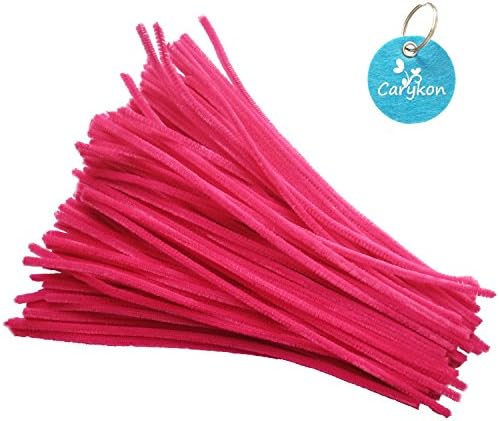 Carykon 100 Pieces Fuzzy Chenille Stems Pipe Cleaners for Arts and Crafts (Hot Pink)