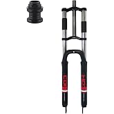 CDHPOWER 29" Suspension Fork 1" Threaded, 25.4mm, Double Shoulder | Straight Tube Triple Tree, Disc Brake, Black,