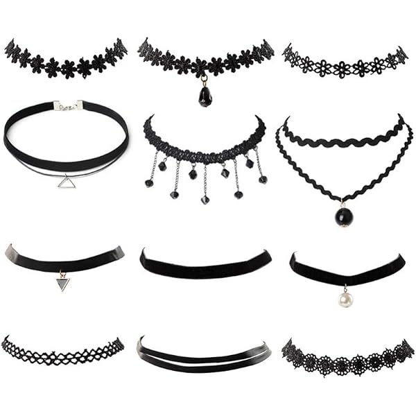 Gothic Victorian Black Lace Choker Necklace With Bow & Chain Bead Charm - Adjustable Lobster Claw Clasp - View #7