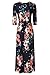 Zattcas Womens 3/4 Sleeve Floral Print Faux Wrap Long Maxi Dress with Belt