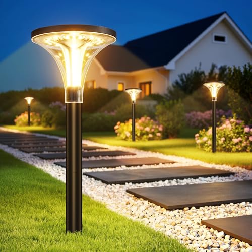 TuyLuxe 200 Lumens Extra Bright Solar Lights for Outdoor Garden Standing, 3000 K Warm White Solar Lights with 2000 mAh Battery, Garden Decoration with IP65 Waterproof for Outdoors, Patio, Balcony