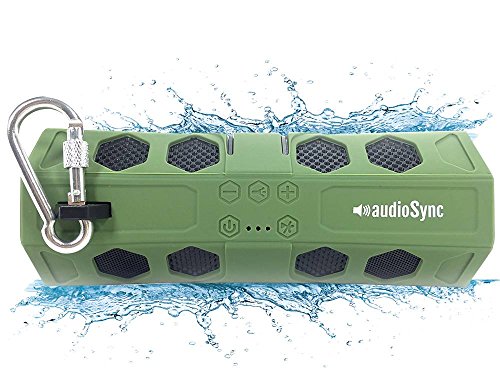 AudioSync Bluetooth Speaker Waterproof Portable with LED Flashlight and Micro SD slot, Super BASS