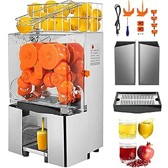 VBENLEM Máquina exprimidora comercial, extractor de jugo de 110 V,  exprimidor de naranja de 120 W para 22-30 por minuto, máquina eléctrica de  zumo de naranja con caja de filtro extraíble SUS 304 cubierta de PC para  tanque y 2 cubos  - Amazon.com