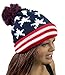 Red White and Blue Patriotic American Flag Knit Cuffed Beanie Hat
