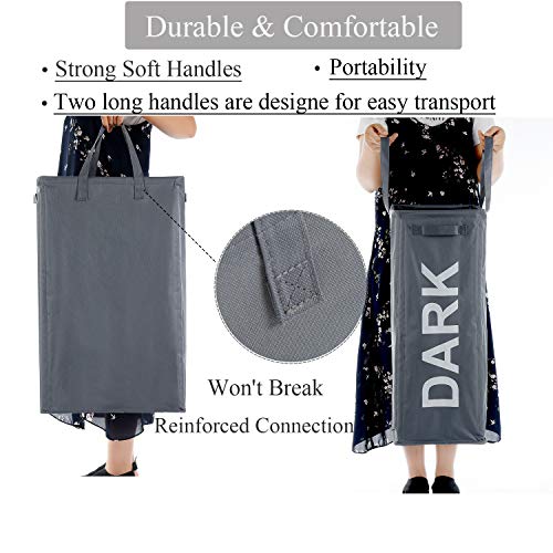 Haundry 2 Pack Light Dark Laundry Hamper with Extended Handles, 2 pc