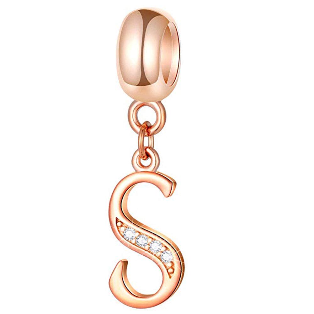 925 Sterling Silver Alphabet Charm Letter Charm Love Charm Anniversary Charm Complete A~Z Gift Options fit Pandora European Bracelets (S)