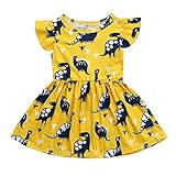 Birdfly Toddler Baby Girl Dinosaur Printed Small Fly Sleeve Dress. (Size:2T-3T)