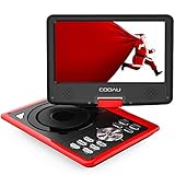 COOAU Portable DVD Player 11.5" with Game Joystick, Swivel HD Screen, Support Multi-Format, Region Free, Long Lasting Battery, Support AV-in/AV-Out/SD/USB, Red