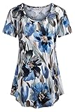 Summer Tunic for Leggings,Tencole Womens Short Sleeve Shirts Comfy Tops Blue L