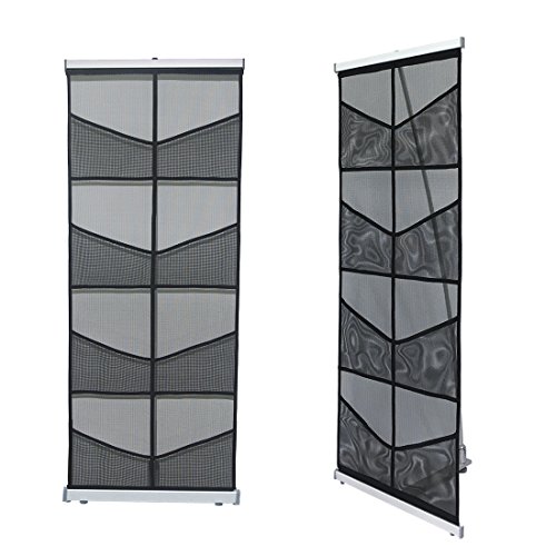 Haitian Folding Literature Magazine Rack with 8 Pockets, Roll up Mesh Brochure Holder with Light Weight Aluminum Structureï¼ŒCarrying Bag Included