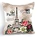 OJIA Retro Vintage Paris Eiffel Tower Home 18 X 18 Inch Cotton Linen Decorative Throw Cushion Cover / Pillow Sham