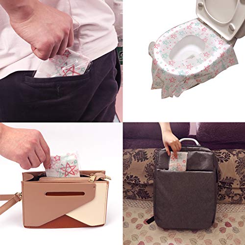 [40 Packs] Disposable Toilet Seat Covers Extra Large Size Potty Seat Cover Perfect for Adults Toddlers and Kids Potty Training with Individually Wrapped Home Travel Use (Star) - Thumbnail 4