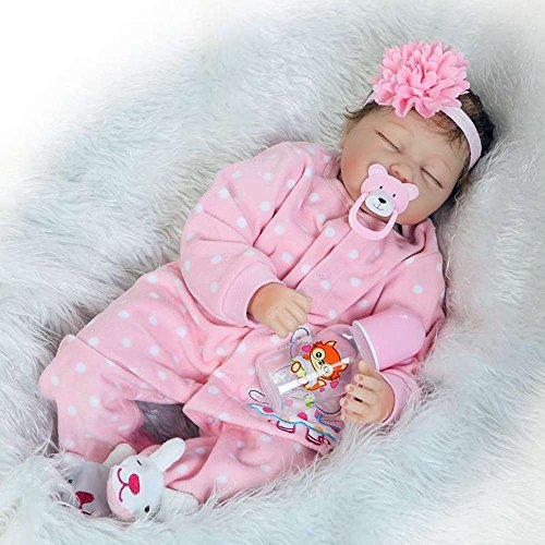 Silicone reborn baby dolls girl look real eye closed pi…
