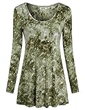 Casual Crew Neck Tops for Women,Bepei Basic Knit Shirts Tie Dye Tunics Green XL