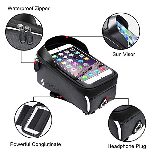 image for iBesi Bike Phone Case Bag, Waterproof Front Frame Bike Bag Top Tube Mo
