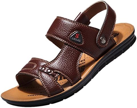 Sanfeet Mens Vintage Leather Summer Sandles Beach Sandals Brown 42