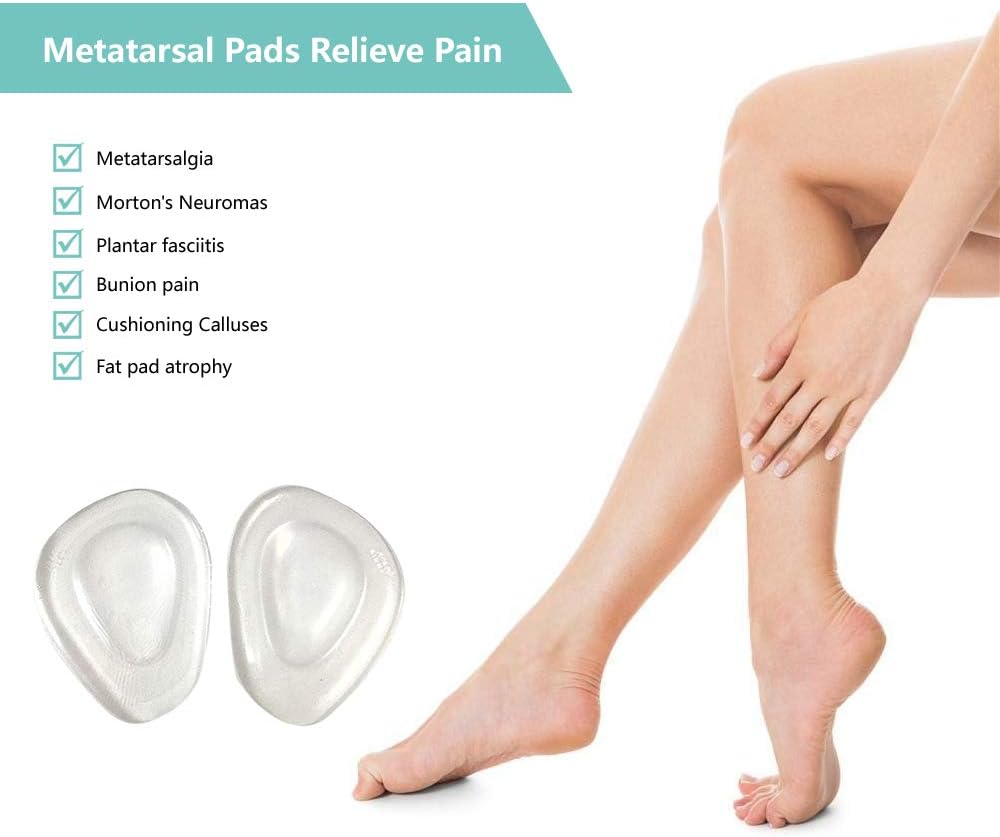 Temiart Ball of Foot Cushions Metatarsal Pads for Women Men Soft Gel Insoles Supports Forefoot Cushioning, Pain Relief Morton's Neuroma Foot Pads (4 Pair): Health & Personal Care