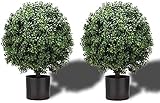 Two 26'' Artificial Boxwood Topiary Ball UV