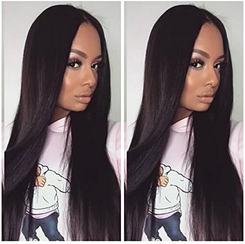 Warma Hair Natural Color Silk Straight Brazilian Virgin Hair Lace Front Human Hair Wig 130% Density Medium Cap Size Brown Lace For Black Women (16 inch lace front wig)