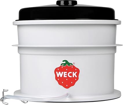 Weck Saftgewinner Kombination, Entsafter Aufsatz für Einkochautomaten ab 35 cm Ø, mit Deckel, Saftauffangbehälter aus robuste