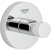 GROHE 40364001 Essentials Wall-Mounted Bathroom Robe Hook, Starlight Chrome