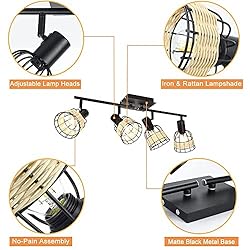 Depuley Modern Track Lighting Kit, 4-Head Rattan