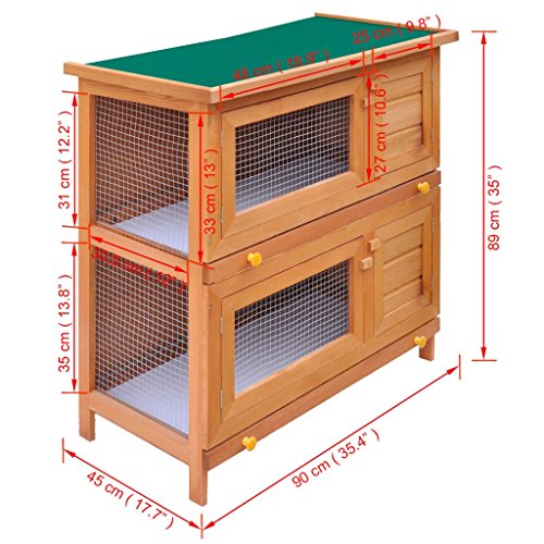cangzhoushopping Kaninchenstall Kleintierhaus Hasenstall 4 Türen Holz