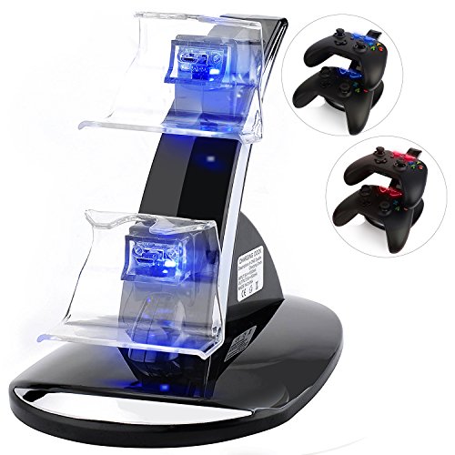 Xbox One Docking Station, CBSKY Xbox One, Xbox One S Charging Dock, Dual Controller Charger Kit for Xbox One, One S Console w LED Light, Black(Need the batteries as the picture) Xbox One Docking Station, CBSKY Xbox One, Xbox One S Charging Dock, Dual Controller Charger Kit for Xbox One, One S Console w LED Light, Black(Need the batteries as the picture)