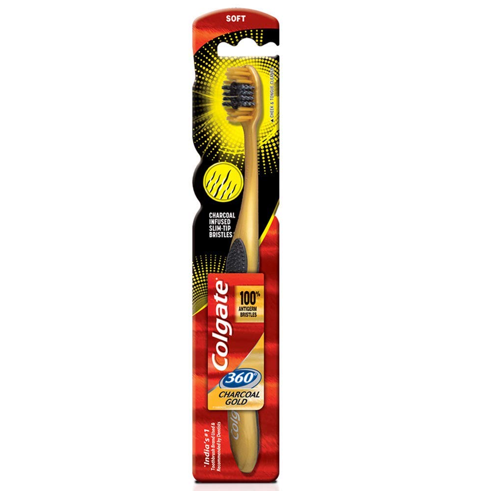 Colgate Toothbrush 360 Degree Charcoal Gold Soft Bristles