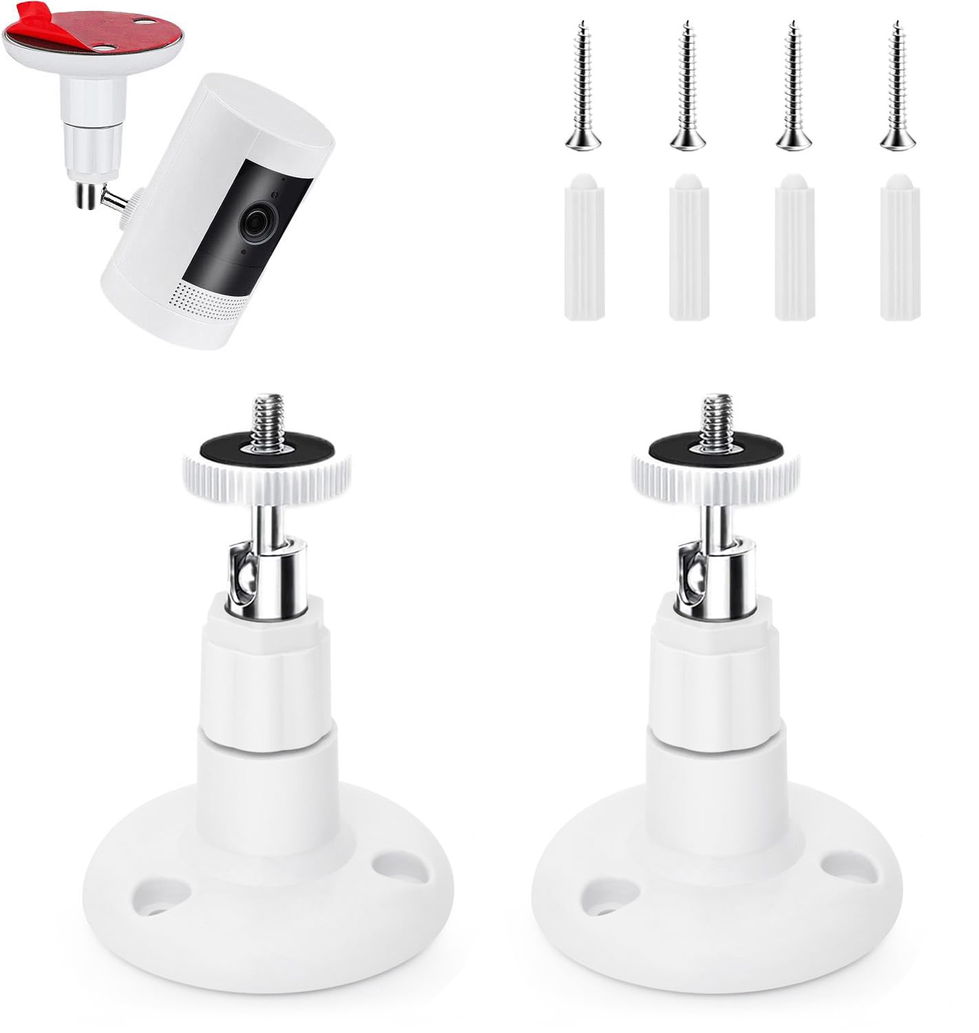 Photo 1 of 2 Pack Ring Camera Mount Bracket for Ring Stick Up Cam, Ring Outdoor Cam Plus , Ring Indoor Cam | 360° Adjustable Wall Mount or Celling Mount , No Drill , Weatherproof (White)