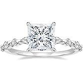 EAMTI 2CT 925 Sterling Silver Ring Princess Cut CZ Engagement Ring Marquise & Round Cubic Zirconia Wedding Band for Women Size 3-13