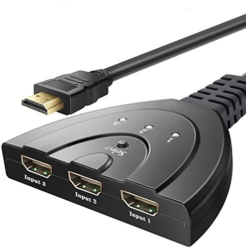 3 Port HDMI Switch 3x1 Auto Switch with Fixed 3FT Pigtail Cable Supports 3D, 1080P, HD Audio