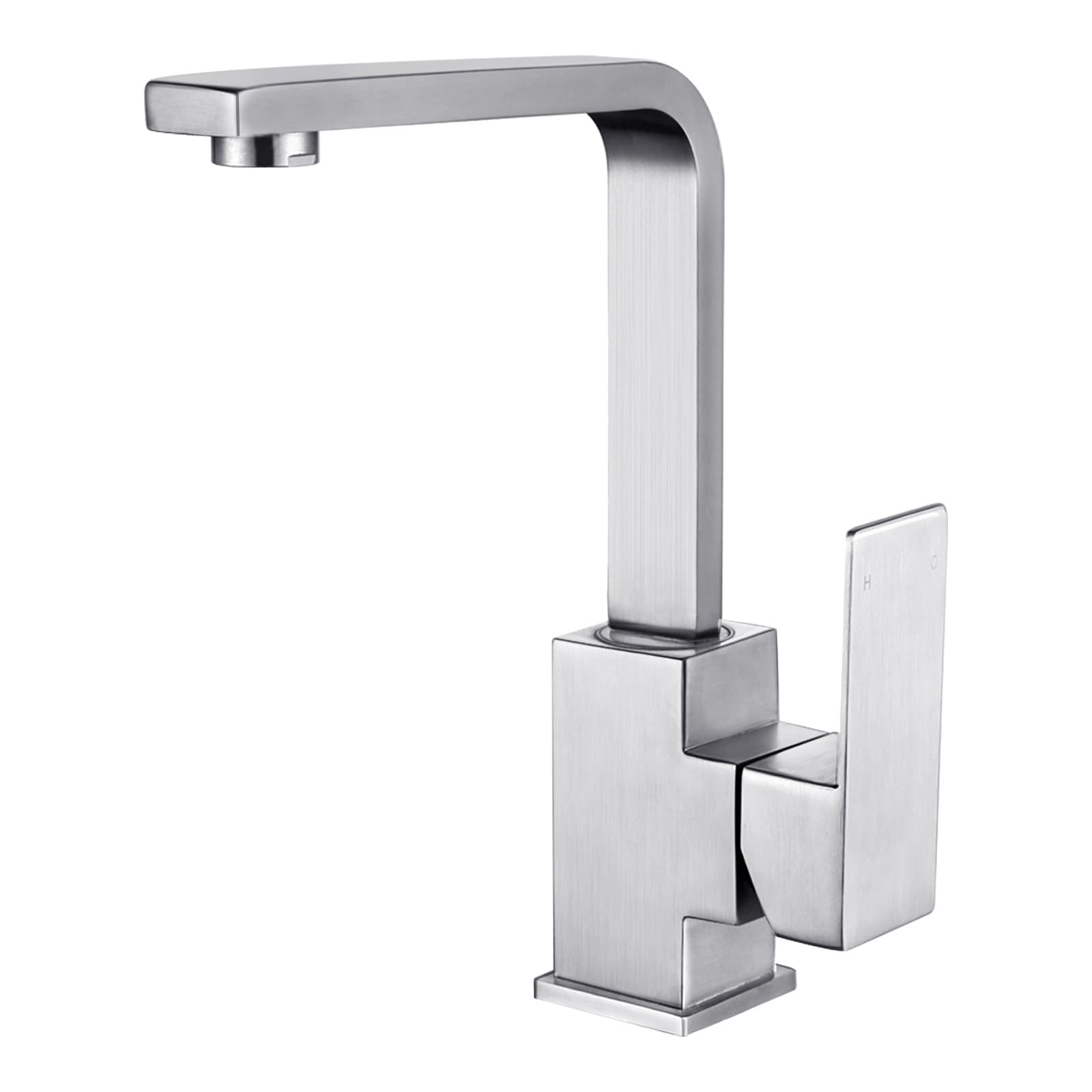 iVIGA Kitchen Tap, High Pressure Kitchen Tap, 360° Swivelling Sink Mixer Tap Made of Stainless Steel, L Shape, Single Lever Mixer with Ceramic Cartridge for Bathroom, Brushed (A Brushed)