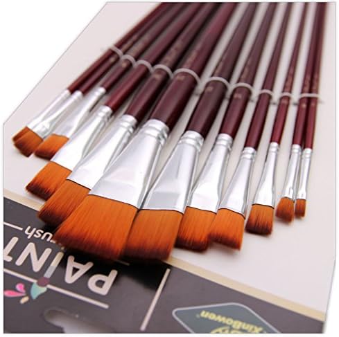 12 Pcs Paint Brushes Pack with Canvas Bag For Oil Acrylic Watercolor Gouache Painting , Artist's Premium Paint Brush Set