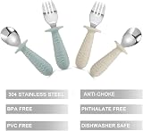 PandaEar 4 Pack Toddler Cutlery Set Stainless Steel Spoons Forks Morandi Green view 3