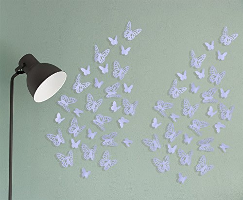 Luxbon 100Pcs 3D Vivid Cardboard Paper Hollow Butterfly Matt Effect Wall Stickers Art Crafts Decals Butterflies Home DIY Improvement Decor Mural Light Purple