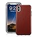 technext020 for iPhone Xs Brown Leather Case, for iPhone X Case, Ultra Slim Fit iPhone 10 Artificial PU Synthetic Leather Cover Shock Resistance Protective for Apple iPhone X Brown