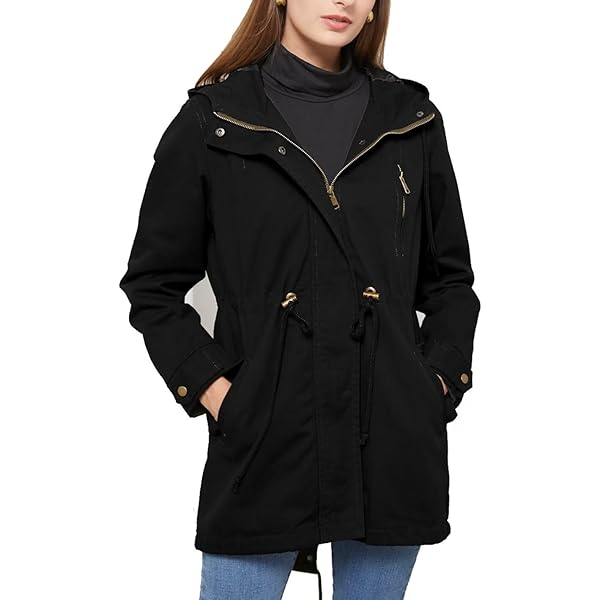 Women's Ligtweight Jackets Anorak Utility Drawstring Waist